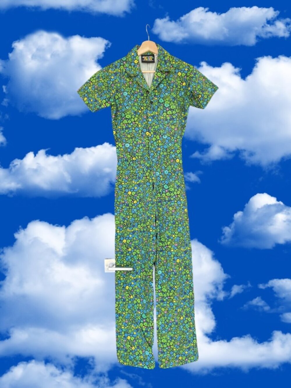 Big Bud Press Moss Blossom Short Sleeve Everyday Jumpsuit Floral Print Size XS